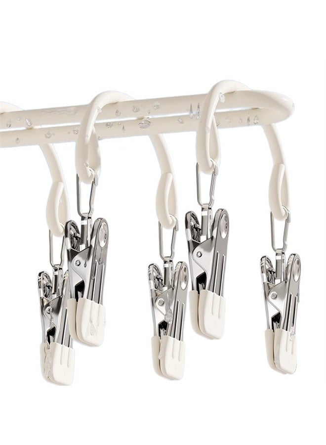 هومستر التجفيف معلق مع 20 مقاطع، الفولاذ المقاوم للصدأ الرياح معلق الملابس رف، الغراء الناعم غسيل تجفيف رف بدون أثر خزانة المنظم للملابس الداخلية، الجوارب، المناشف، الأبيض - Image 5